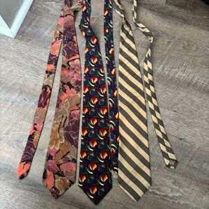 J. Garcia Silk Ties Collection Floral Nautical Stripes lot of 3 silk ties